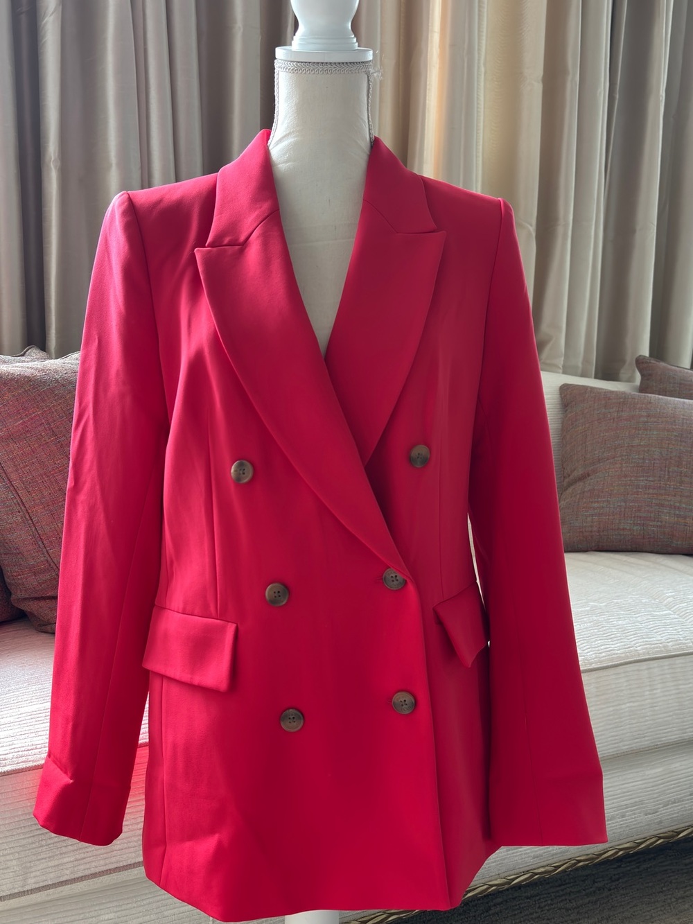 DKNYC Red Double-Breasted Blazer